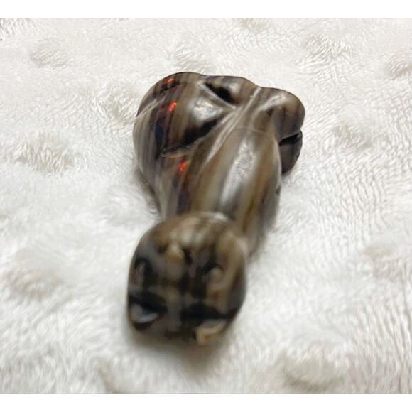 Vintage Hand Carved Polished Tigers Eye 2" Cat Figure - Picture 4 of 7